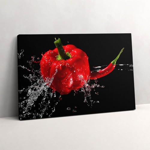 Tableau photo sur toile poivrons rouges dans l'eau 60x40cm Wallfluent