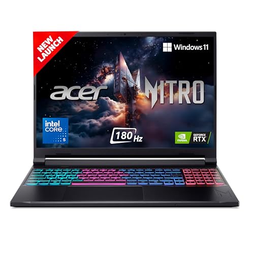 acer Nitro V 16S, Intel Core 5-210H Processor, NVIDIA GeForce RTX 5050-8GB GDDR7, 16GB DDR5, 512GB, FHD IPS, 16"/40.6cm, 180Hz, Win 11, Obsidian Black