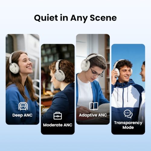 Image of HAYLOU S40 Hybrid Active Noise Cancelling Headphones Over Ear Bluetooth Headphones, White