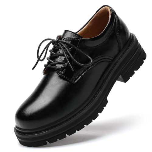 TKKAE Oxford Shoes for Women Black Women's Oxford Shoes Platform Oxfords for Women Women's Classic Lace Up Loafers Comfortable Dress Business Casual Work Office Oxfords Shoe for Ladies Black8.5