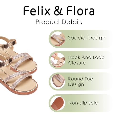 Image of Felix & Flora Toddler Girl Sandals - Little Girl Easter Dress Shoes Lightweight Open Toe Beach Holiday Flats