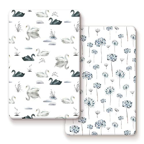 Image of Pack n Play Sheets Fitted 2 Pack, Stretchy Ultra Soft Jersey Knit Pack and Play Sheets, Universal Fitted Portable/Mini Crib Mattresses Snug and Safe, Stylish Pattern for Boy and Girl