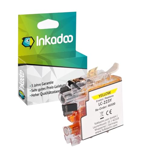 Inkadoo Tinte passend für Brother MFC-J 480 DW, MFC-J 5320 DW, DCP-J 4120 DW, MFC-J 4420 DW, MFC-J 4625 DW, DCP-J 562 DW kompatibel zu Brother Druckerpatrone LC223Y, LC-223Y, Gelb, 650 Seiten