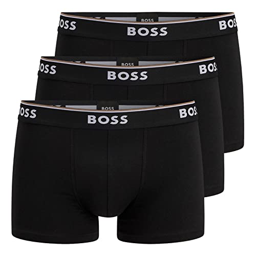 BOSS Herren Trunks Power Boxer Unterhosen Cotton Stretch 3er Pack, Farbe:Schwarz, Wäschegröße:M, Artikel:-001 Black