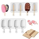 🍧【Reutilizable y Resistente al calor】- Nuestros moldes para helado están hecho de silicona de grado alimenticio, sin BPA, no tóxico, sin olores y no son fáciles de deformar; Los moldes para paletas pueden soportar temperaturas de -40 a 230 grados centígrados, seguros para usar en el horno, refrigerador, microondas y lavavajillas, puede usarlos una y otra vez cuando lo necesite.