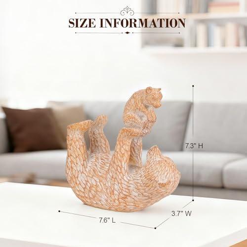 Figuras de osos madre e hijo en resina para decoración miniatura 3