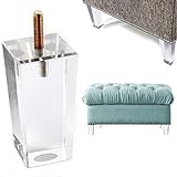 Acrylic Furniture Legs Sofa/Chair/Lovseat/Ottoman/Couch/Bed Replacement Bun Feet with Mounting Plates Set of 4 (4 inch Furniture Legs)