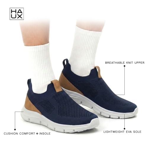 Image of HAUX Men's Slip-On Running Shoes | Lightweight Sports Sneakers with Memory Foam Cushioning | Walking, Gym, Jogging, Training | Ultra Comfort & Style