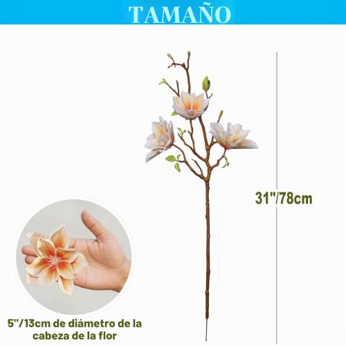 Ramas de magnolias artificiales champán de 80 cm para jarrones grandes 3