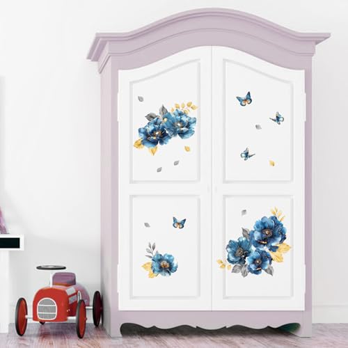 Vinilo decorativo floral azul 35x12 pulgadas para pared miniatura 6