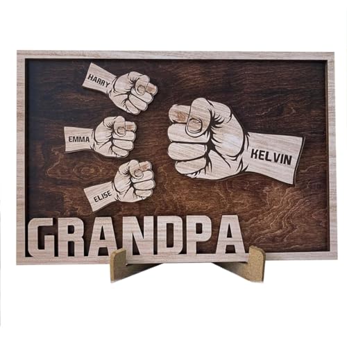 Personalized Grandpa Sign Fist Bump Sign With Names Custom Sign for Dad Grandpa Gift for Grandpa...