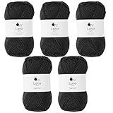 原ウール Knitworm Lana socks ラーナソックス 中細 40g (約148m) 5玉セット (12.竹炭)