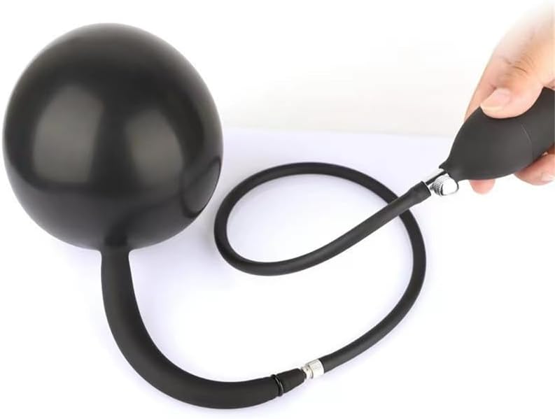 Black Silicone Inflatable Ball with Multi-Size Plug, Hose & Pump, Adjustable Expansion, Soft Flexible Material +Y