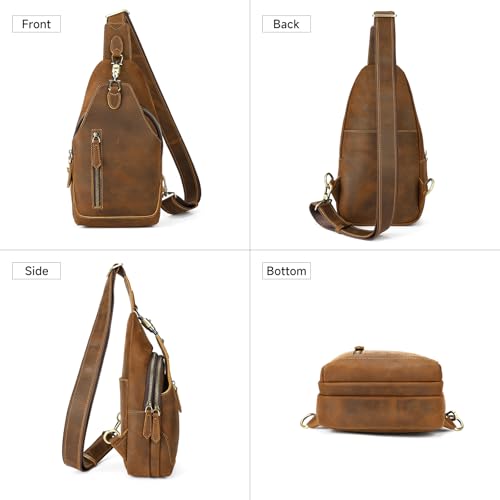 Image of NIUCUNZH Genuine Leather Crossbody Sling Bag Handmade Classic Vintage Shoulder purse daypack Backpack