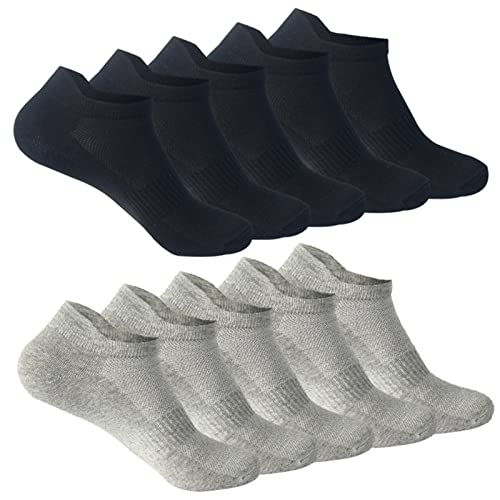 Men's No Show Socks Low Cut Cotton Casual Socks Non Slip Flat Boat Liner Socks 10 Pairs for Toddler Womens