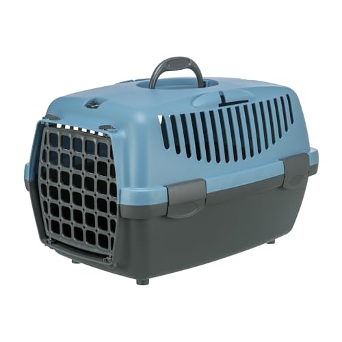 TRIXIE Transportbox Capri 1, XS: 32 × 31 × 48 cm - Tragegriff - Kunststoff - dunkelgrau/pastellblau - 39812