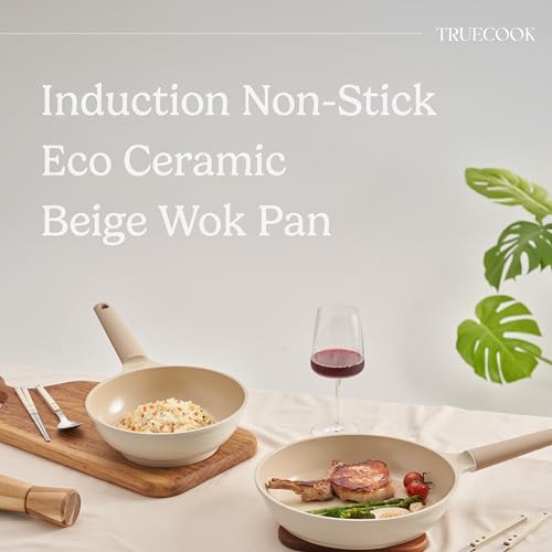 Wok beige con recubrimiento cerámico ecológico 28 cm miniatura 2