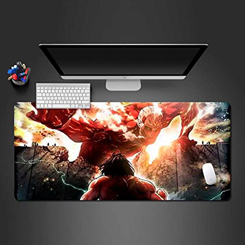 Tapis de souris gaming grand sous main bureau 900x400 mm guerrier de château géant animé 3D