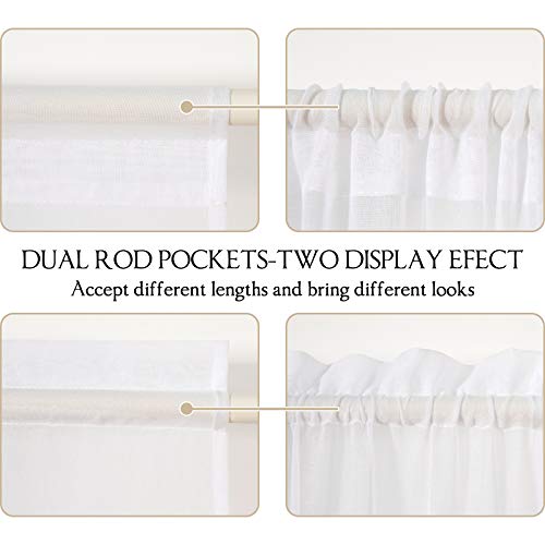 Miulee Sheer Door Curtains 2 Panels Sidelight Window Treatment Curtains For Narrow Glass Door/Kitchen/Front Door Linen Textured 25 X 72 Inches With Tieback, White #TOP3