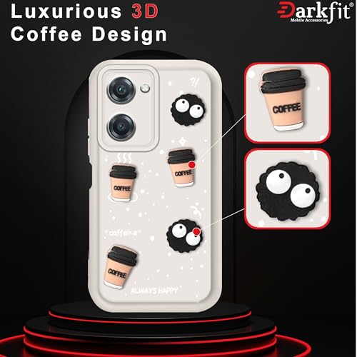 Image of Back Case Cover Compatible with Vivo T3 Lite 5G | Cute Fun Cartoon Ball 3D Coffee Silicone Case | Body Protection | Camera Protection | Shock Proof | Color White | Pack of 1