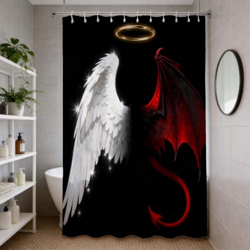 Rideau de douche polyester avec anneaux impression 3D fantastique