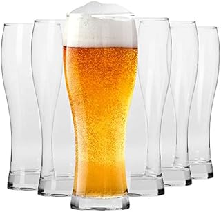 Krosno Tall Craft Beer Pint Glasses | Set of 6 | 500 ML | Guinness Glass Drinking Glasses Cocktail Glasses | Perfect for Home, Bar and Kitchen Set | Dishwasher Safe Glass Cups