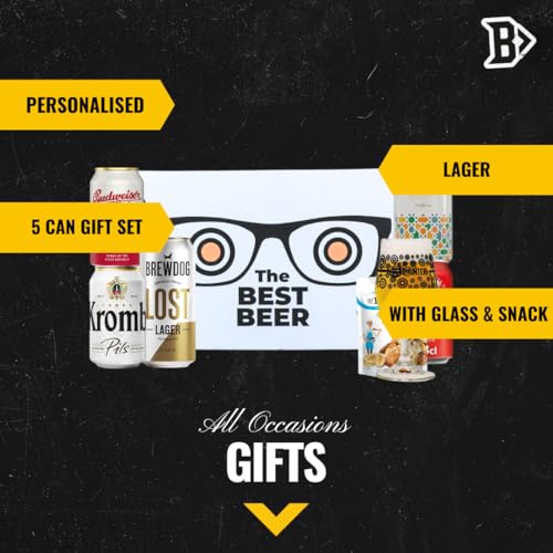 Premium Beer Gift Set (5 x 330ml Cans) - Krombacher, Budvar, Brewdog,Alhambra, Cruzcampo - Premium Selection, Gifts For Him, For Her, Christmas, Birthday's, Father's Day