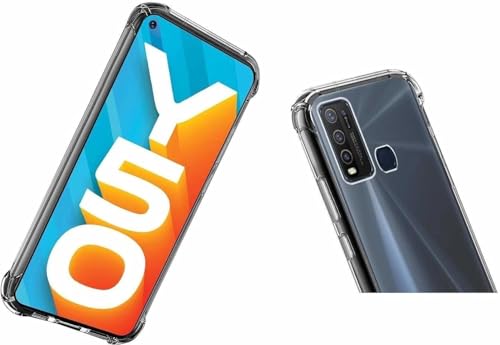 Image of Lustree Compatible with vivo Y50 Back Cover| Clear + TPU Case with 4 Corner Air Cushion Protection & Camera Protection | Slim& Stylus Cover for vivo Y50