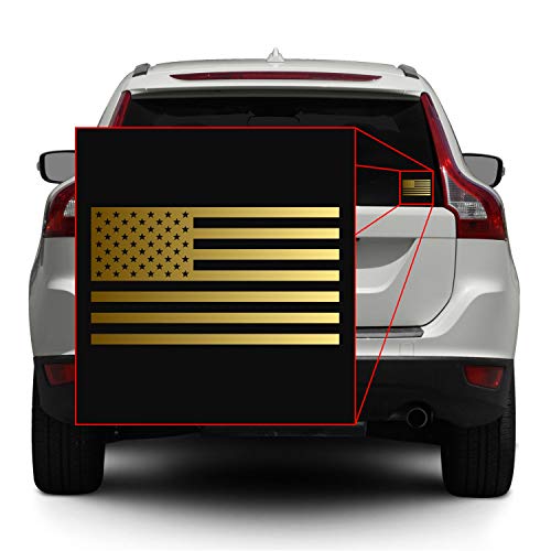Image of American US Flag [Pick Color /Size] Vinyl Decal Sticker for Laptop /Car /Truck /Window /Bumper (5in x 2.8in, Metallic Gold)
