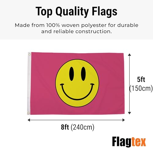 Grand drapeau smiley rose Flagtex tenture murale decorative rose - 3