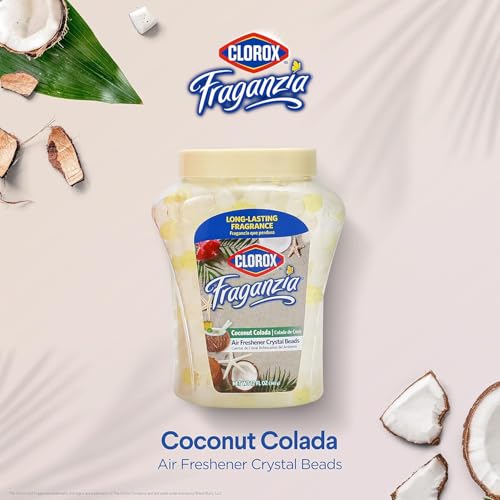 Image of Clorox Fraganzia Crystal Beads Air Freshener, Coconut Colada, 12 Fl Oz (Pack of 12)