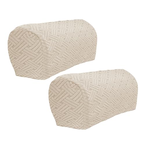 FANSU Jacquard Velvet Armrest Covers for Sofa, Armrest Slipcovers Set of 2 Pieces Stretch Armchair Covers for Arms Anti-Slip Sofa Arm Covers Protectors Washable Arm Caps (Cream White)