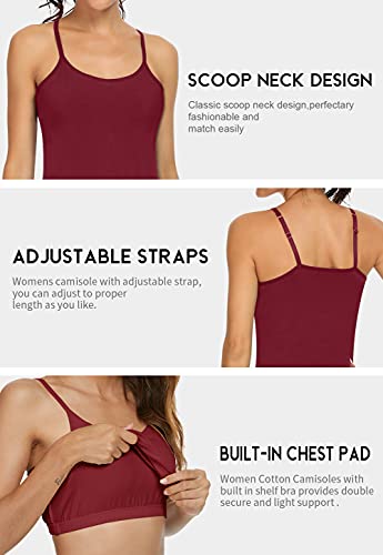 Image of Orrpally Women Cotton Camisole Shelf Bra Cami Tank Tops Adjustable Spaghetti Strap Tank Top 3-Pack