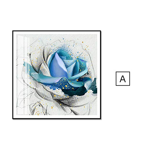 Toile fleur rose art moderne aquarelle bleue pour raviver un mur vide