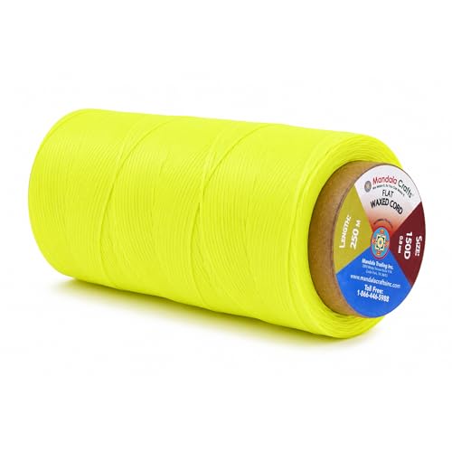 Mandala Crafts 150D 0.8mm Lime Green Flat Waxed Thread for Leather Sewing