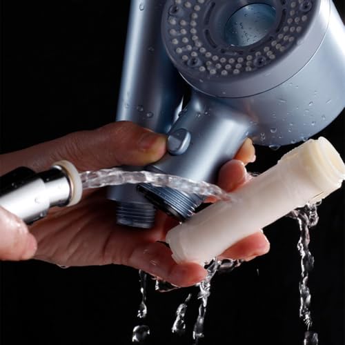 NiuLumea Soffione doccia portatile con diverse modalità di spruzzo e filtro dell'acqua integrato per bagni a bassa pressione, argento