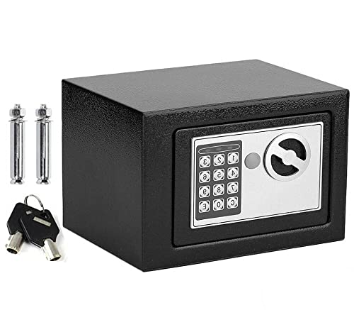 Caja fuerte de acero sólido Caja de seguridad de hotel, oficina en casa, caja fuerte montada en la pared para efectivo, pasaporte, archivos de joyería, caja de seguridad antirrobo (8.5L, Negro)