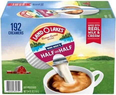 Land Coffee Creamer Mini Moo’s Half & Half Creamer Singles, 192 Count.