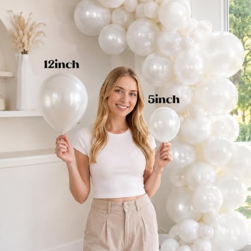 Image of Togvu Pearl White Balloons, 50Pack 5 Inch Small Mini Pearl Latex Party