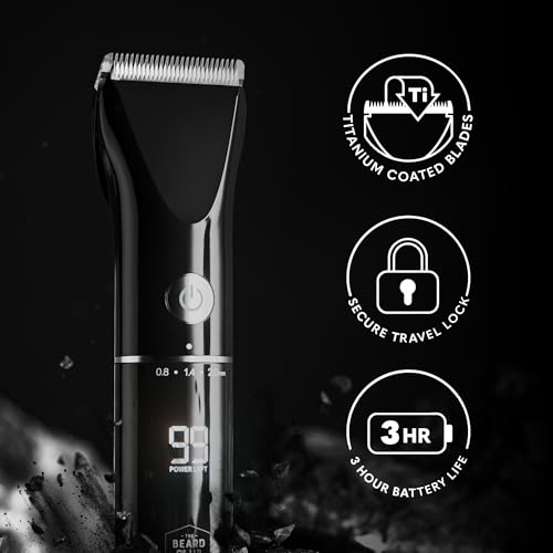 Image of The Beard Club Beard Trimmer for Men - Electric Cordless Rechargeable Beard & Hair Trimmer - High Power 7000 RPM - 8 Color Guides 45 Unique Trim Lengths - Travel Lock