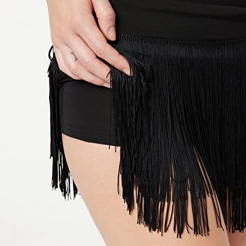 Zx Fringe Dance Skirts For Women Ballroom Latin Salsa Tango Skirt Halloween Rave Mini Skirt Dance Dress With Shorts Tag L, Black #TOP3