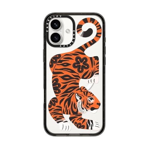 Coque iPhone 16 Plus CASETiFY Impact noir transparent motif Tigre compatible MagSafe