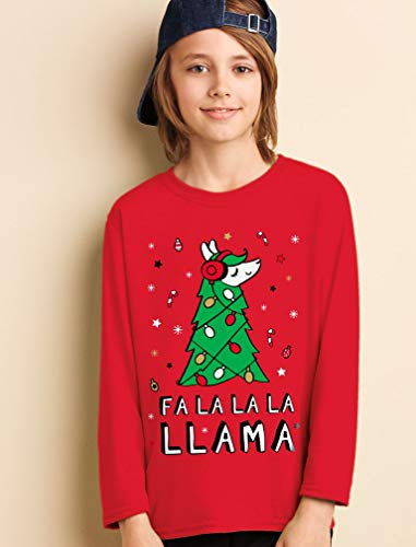 Tstars FA La La Llama Ugly Christmas Sweater Funny Xmas Youth Kids Long Sleeve T-Shirt3