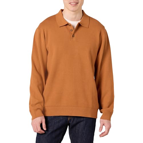 Amazon Essentials Mens Relaxed-Fit Knit Polo Sweater