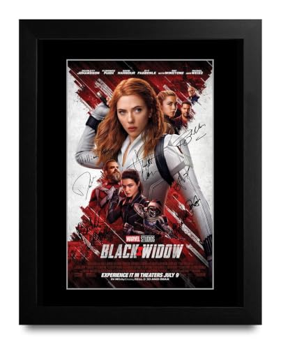 HWC Trading Black Widow Gifts Printed Poster Signed Autograph Picture for Movie Memorabilia Fans - US Letter Framed (ID-014068)
