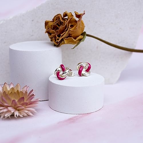 Boucles d'oreilles clous argent sterling avec nœud émail - 3