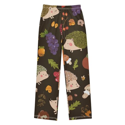 ZZXXB Hedgehog and Fruits Boys Long Pants Soft Trousers Elastic Waist Kids Lounge Bottoms with Pockets S-XL