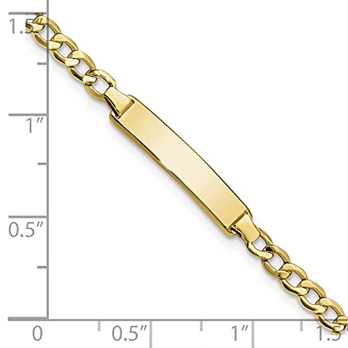 Engravable Personalized Custom 10K Yellow Gold Solid Curb Link ID Bracelet For Men or Women Length 7 inches Width 4.44 mm With Lobster Claw Clasp4