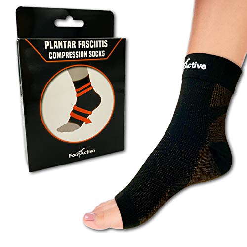FootActive Foot Compression Sock Sleeves for Plantar Fasciitis (Unisex): Ideal for Day and Night Support, Arch and Heel Support, Pain Assistance, Sporting, Comfort and More (L/XL)