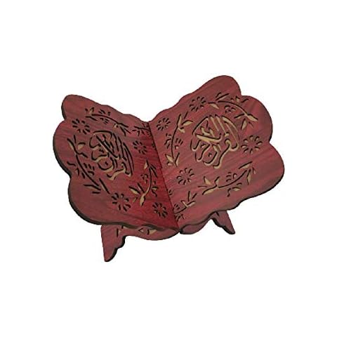Desert Dress Wooden Quran Muslim Book Holder Stand, Folding Bookshelf Wood Hand Carved Gift Books Muslim Festival Decoration Holy Islamic Event Props Eid Al-Fitr Supplies Cover